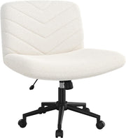 Chaise de bureau Yaheetech à roulettes et à large assise 66 × 65 × 92 cm, blanc ivoire