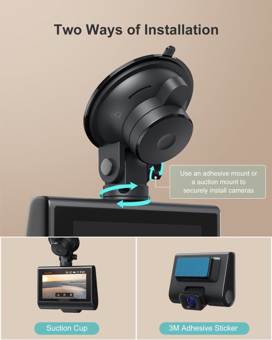 Caméra embarquée iZEEKER GD850 pour voiture - 4K et 1080p - Caméras avant et arrière - Wi-Fi et GPS - Écran tactile IPS 3 pouces - Capteur Sony - Vision nocturne