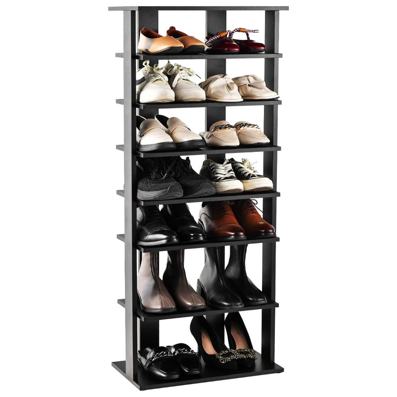Étagère à chaussures Coast - 7 niveaux - double rangée - noir - 47 x 25,5 x 110 cm