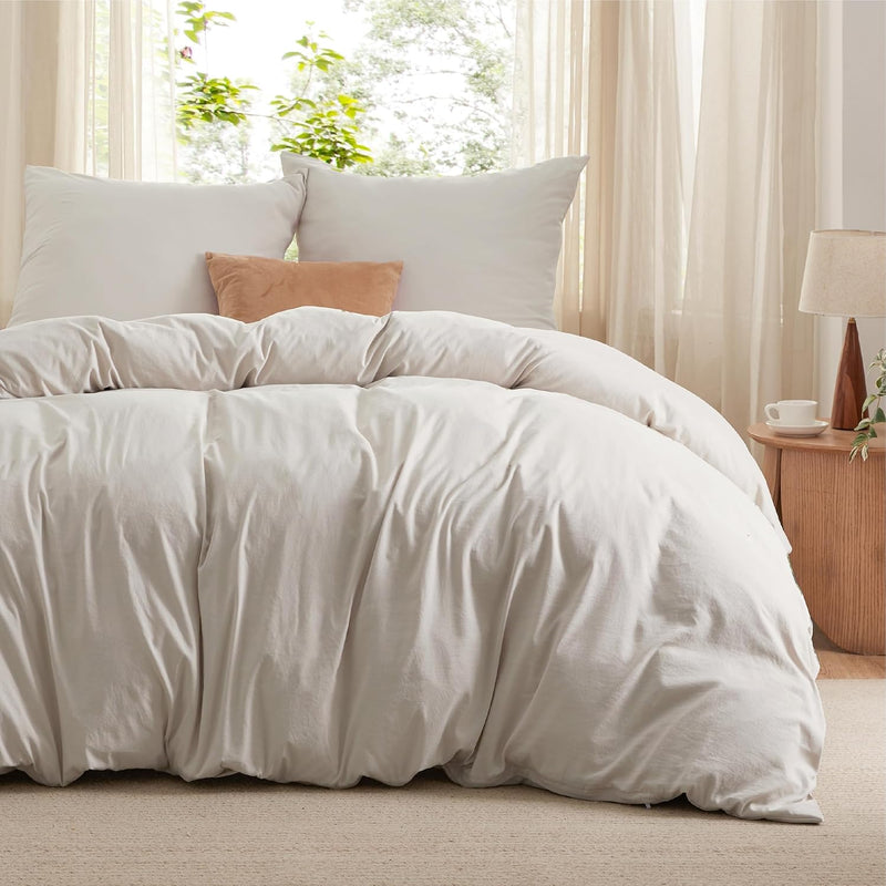 Parure de lit 200 x 200 cm - 3 pièces - couleur naturelle - douce - OEKO-TEX - 90 % polyester