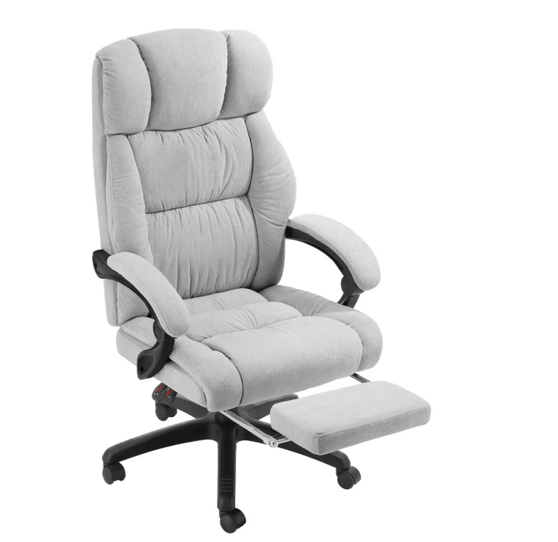 tectake Siège de bureau Jillien avec repose-pieds - Ergonomique - Velours - Gris