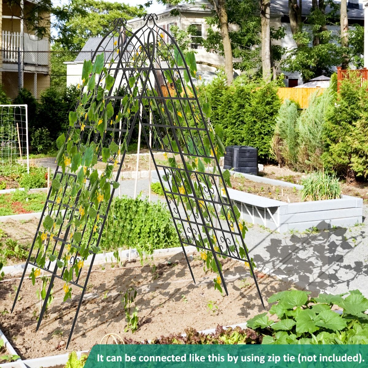 Ensemble de treillis Coast - Treillis métallique pour plantes en 2 parties - Treillis de jardin autoportant - 180 x 50 cm - noir