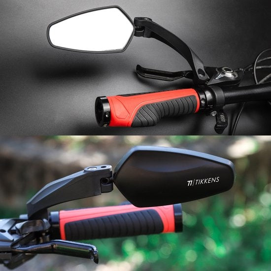 Rétroviseur vélo gauche - TIKKENS® - Ajustable - Design universel - Noir