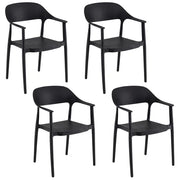 Chaises de salle à manger empilables Coast Lot de 4 - Chaises de jardin en plastique 57 x 53 x 83 cm - Noir