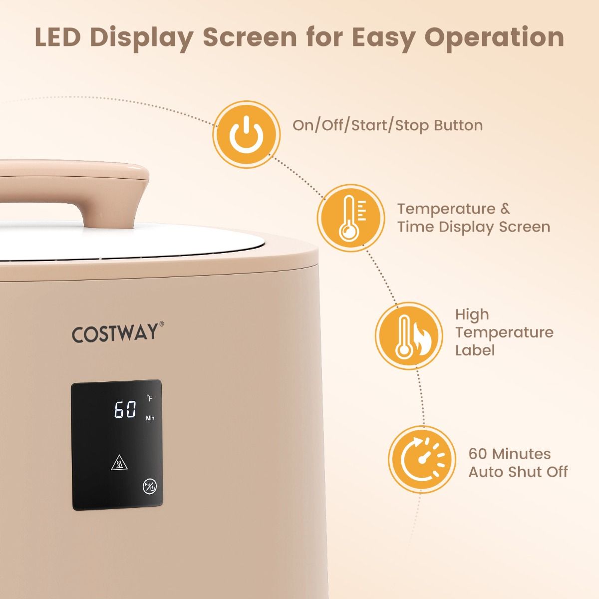 Sèche-serviettes Coast - Capacité de 18 litres - Écran LED - Marron café