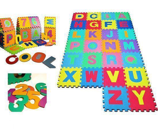 Tapis de Jeu - Merkloos - Puzzle en Mousse Alphabet et Chiffres 86 pièces 36 Dalles - 30x30cm - Bébé Enfant Bas âge