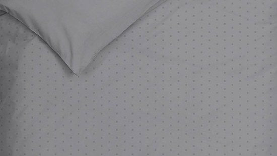 Heckettlane Housse de couette Punto - Linge de lit à pois - 260 x 200-220 cm - Lits jumeaux XL - Gris - Housse de couette 100 % satin de coton