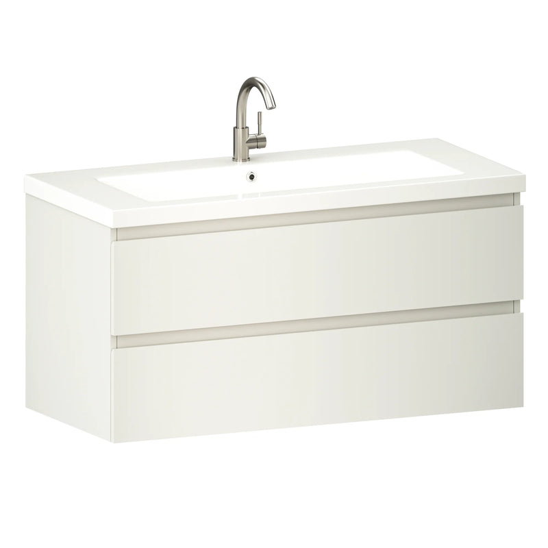 Lavabo Mirlux Sena - 100 cm - blanc brillant - pierre artificielle