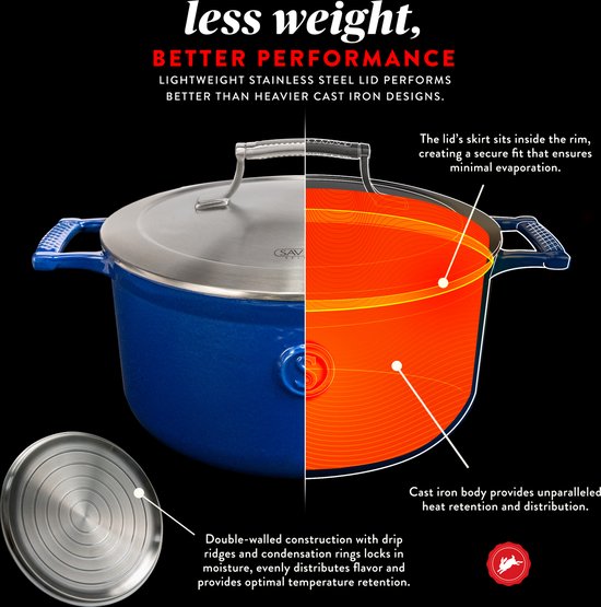Cocotte en fonte - Saveur Selects - Ø30 cm - Sans PFAS - Compatible induction, gaz, électrique, céramique - Bleu
