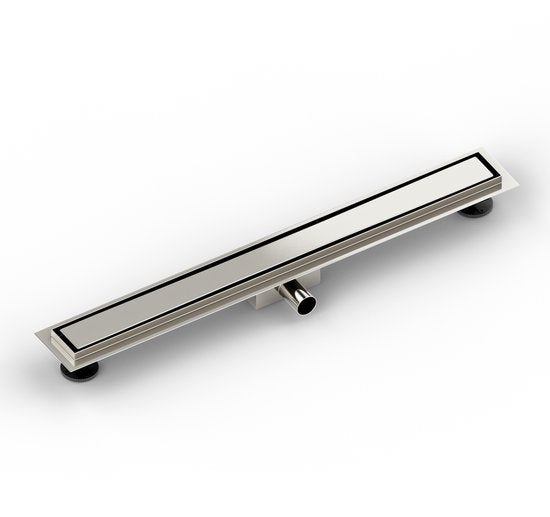 Siphon de douche - 80 cm - Grille en carrelage - Acier inoxydable - Avec bride