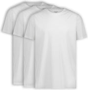 T-shirt pour homme LEBASQ - 3 packs - avec col ras du cou - Extra long - Convient comme sous-maillot -  Taille M - Coton - Blanc