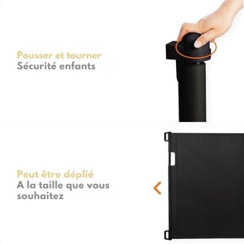 Barrière sécurité escalier Goliving, Barriere intérieure - Barrière pour enfants, 10 à 150 cm de large, Grillage, Noir