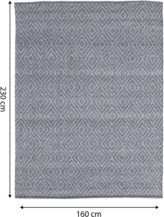 Tapis d'extérieur AXI Bali – Rectangulaire – 160 x 230 cm – Gris – Motif géométrique – Tapis d'extérieur – Résistant aux intempéries et aux UV – Tissage à plat – Tapis de jardin – Pour l'intérieur et l'extérieur