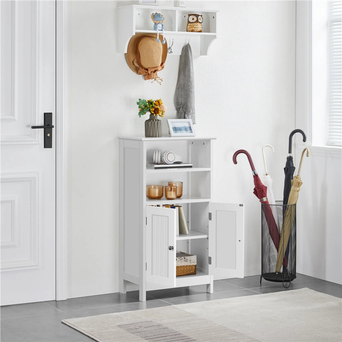 Armoire de salle de bains Yaheetech à double porte et étagère réglable - 92,5 x 50 x 30 cm - Blanc