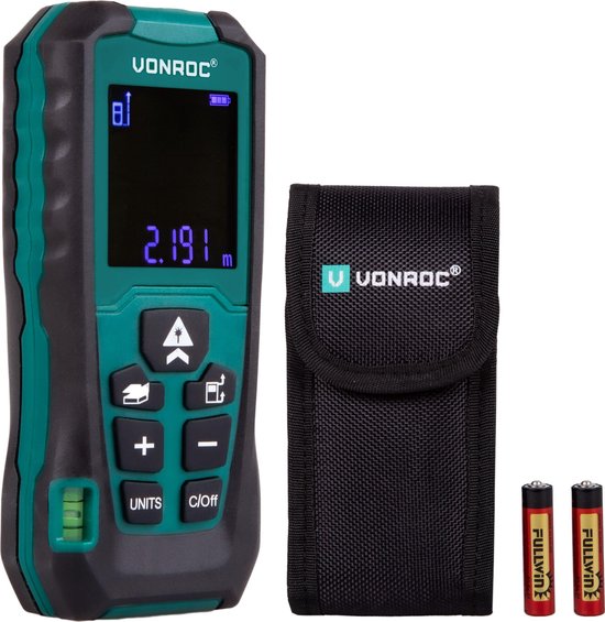 VONROC Télémètre laser - Portée de 60 mètres - Référence de mesure réglable