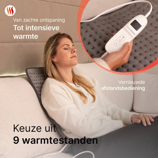 Seranova Coussin chauffant électrique pour le dos, les pieds, la nuque, les épaules, l'abdomen - Coussin chauffant - Coussin chauffant - Machine à laver - 40x30cm - Gris foncé