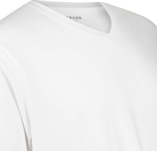LEBASQ - T-shirt Davis pour homme - Lot de 3 - col en V - extra long - peut servir de sous-vêtement - blanc - XXL - coton