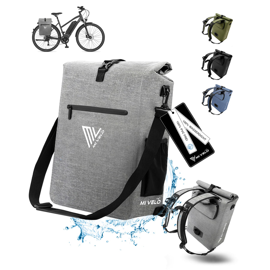 MIVELO 3-in-1 Pannier & Sac à dos - Imperméable - 25L - Comprend un compartiment pour ordinateur portable - Pannier Full Reflex