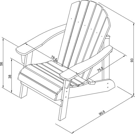 Chaise AXI Carmen Adirondack – Chaise de détente en bois avec accoudoirs – Dossier haut - 90,5 x 78,4 x 93 cm
