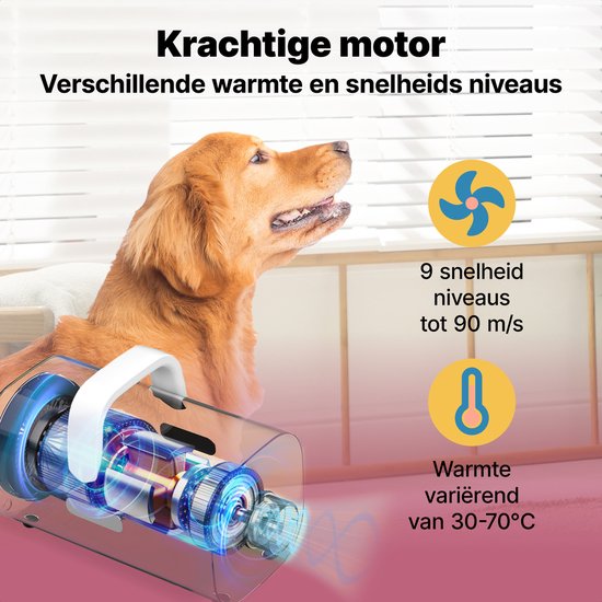 Jake and Jacky Professional Dog Hair Dryer - Souffleur d'eau pour chien - avec 4 accessoires - Séchoir pour chien - Design silencieux