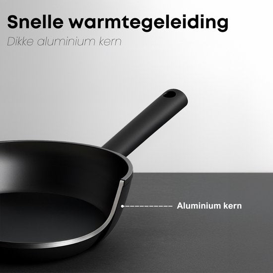 Savore Kitchen Wok pan Ø 28 cm - Induction - Sans PFAS - Revêtement antiadhésif en céramique - Wok Pan - Poêles à wok