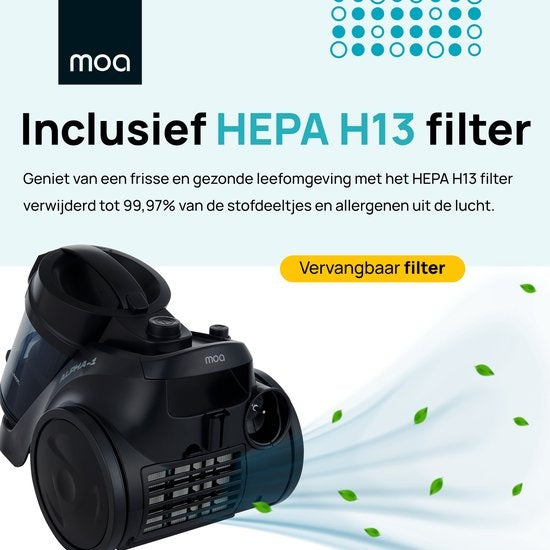 MOA Aspirateur puissant sans sac - 23 kPa - Noir - 900W - VC85B
