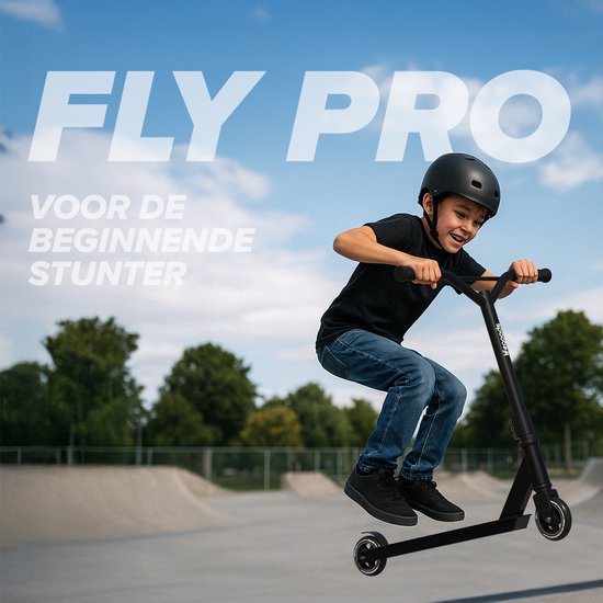 LifeGoods Stuntstep Fly Pro - 6+ Years - Marchepied pour enfants - Garçons/Filles - 100mm - 100KG - Noir