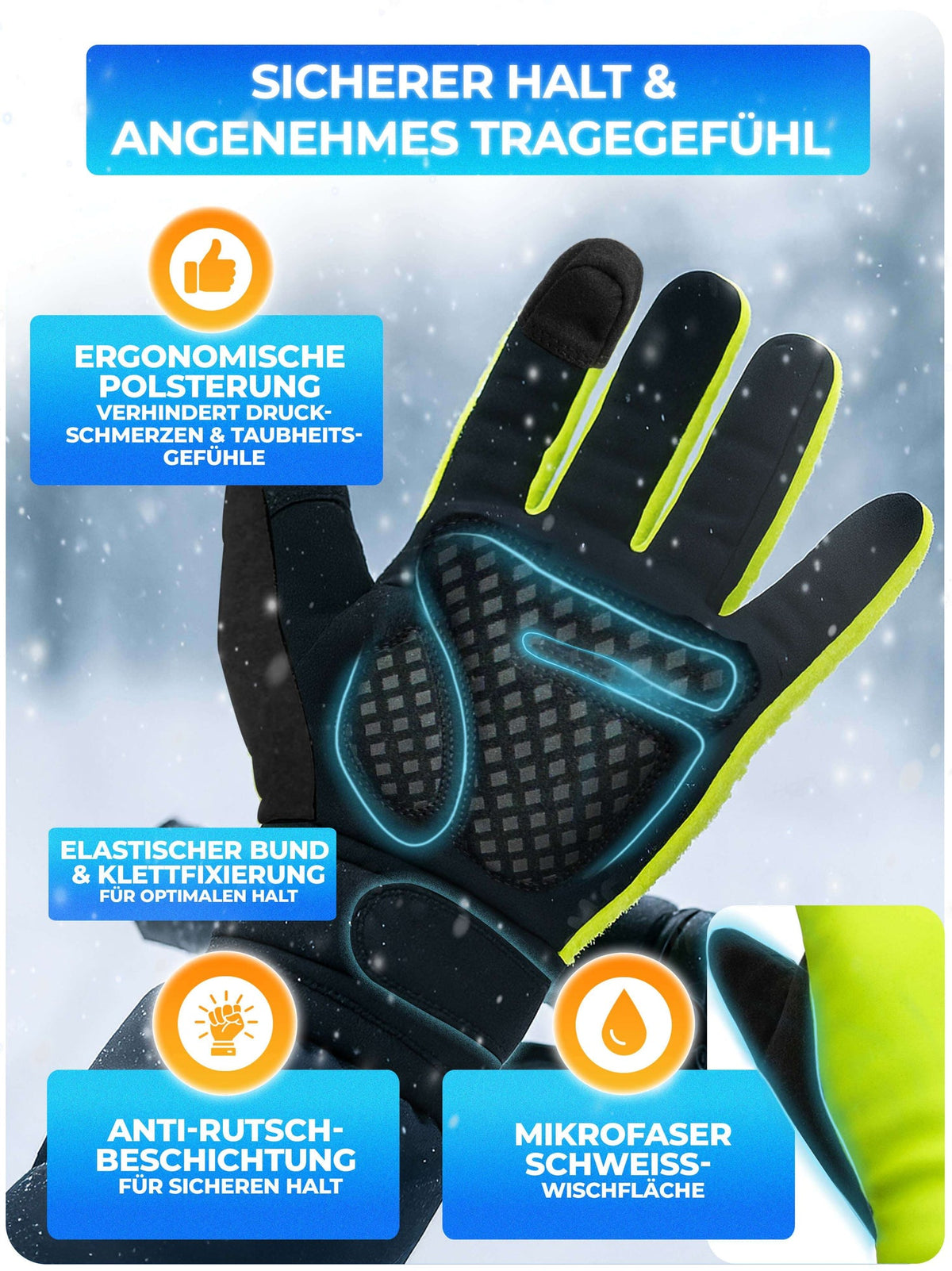 Gants d'hiver Mivelo - Jaune - Taille L - Avec 3M™ Thinsulate™ & Thermo-Fleece