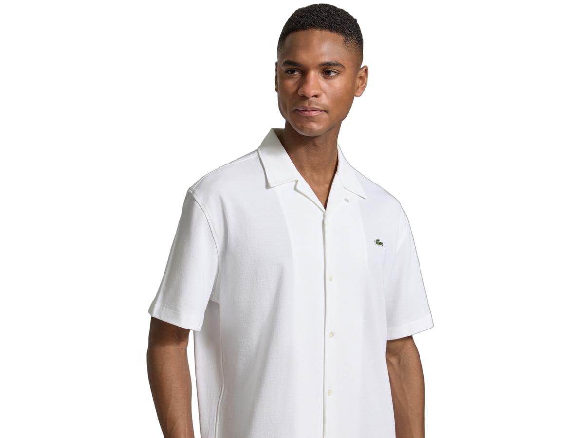 Chemise Lacoste - Petit-Piqué en coton biologique - taille 43 - Blanc