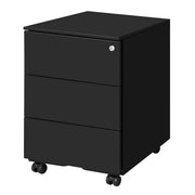 Armoire à dossiers mobile verrouillable Ochama Matte Black – 3 tiroirs, pré-assemblée, pour ranger des documents et des fournitures de bureau, 39 x 45,1 x 53,8 cm – Rangement compact pour le bureau ou le bureau à domicile