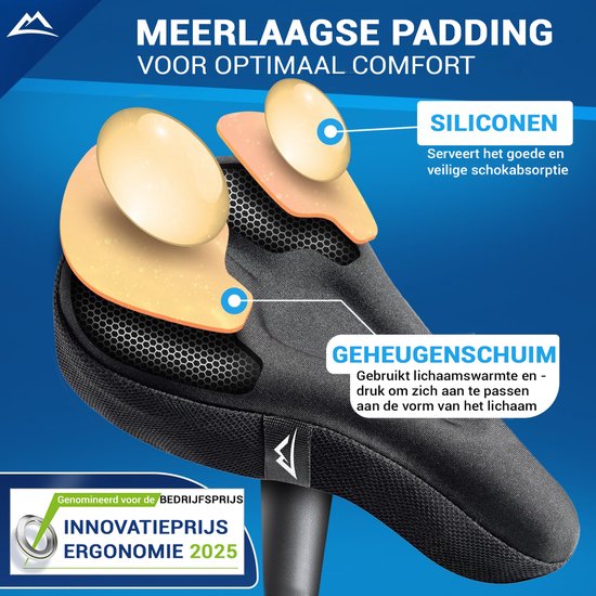 NEXTCOVER® NOUVEAU Housse de selle universelle en gel pour vélo, housse de pluie incluse [mousse à mémoire de forme] - Housse de selle imperméable avec rembourrage multicouche - Housse de selle anti-pluie pour selle de vélo, pour hommes et femmes - Fin