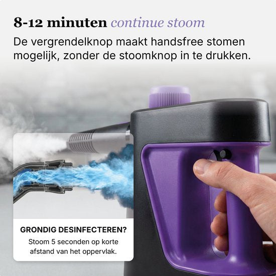 Nettoyeur vapeur à main Motionflow PRO, 11 pièces - Nettoyeur vapeur puissant de 1 000 W et 3,5 bars - Appareil de nettoyage pour salle de bains, canapés et sols - Nettoyeur vapeur anti-taches - Câble d'alimentation de 3 mètres
