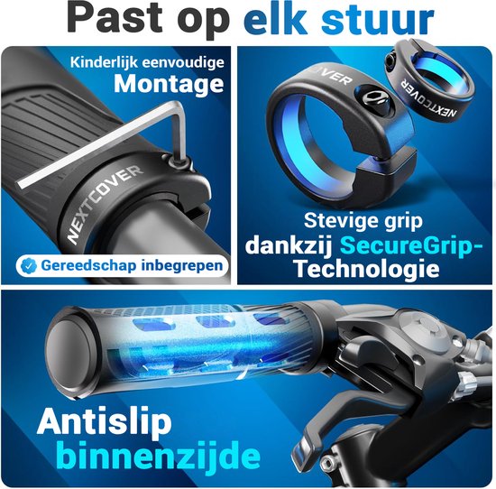 Poignées de vélo ergonomiques NEXTCOVER® avec [technologie Comfort-Grip] I Poignées universelles pour vélo et VTT I Poignées de guidon pour vélo I Poignées de vélo I Conception ergonomique pour soulager la pression et améliorer la prise en main I Compatib
