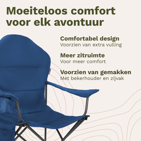 TRVLMORE Chaises de camping XXL - pliables - 2-Pack - Capacité de charge 160KG - Sac de transport inclus - Chaise pliante - Chaise de pêche - Chaise de camping - Chaise pliante - Bleu