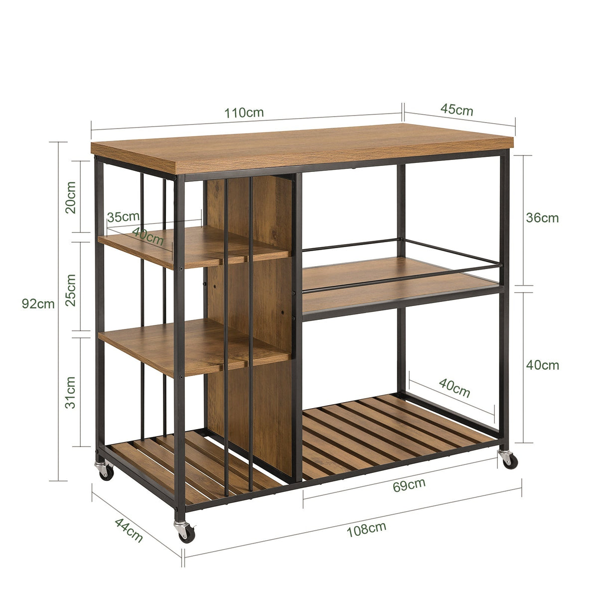 SoBuy Chariot de service - Industriel - Max. 75 kg - 110 x 45 x 92 cm
