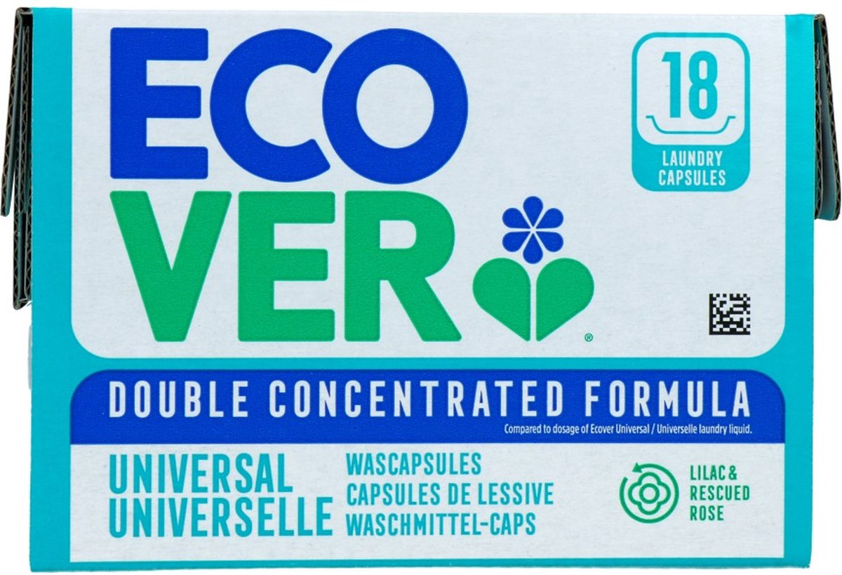 Capsules de lessive Ecover Universal Lilac & Rescued Rose - 18 lavages
