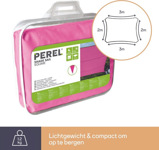 Perel Toile d'ombrage, hydrofuge, 2 x 3 m, 160 g/m², polyester, rectangle, fuchsia