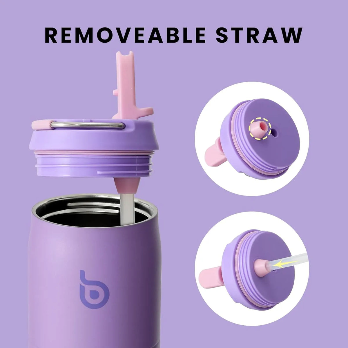Bottle Bottle : bouteille isotherme avec bouchon à paille - Violet - 946 ml - 9,1 x 29 cm