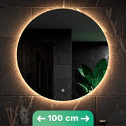 Miroir de salle de bain Mirlux - avec éclairage LED et chauffage - Miroir mural rond - Miroir de douche anti-condensation - 100CM