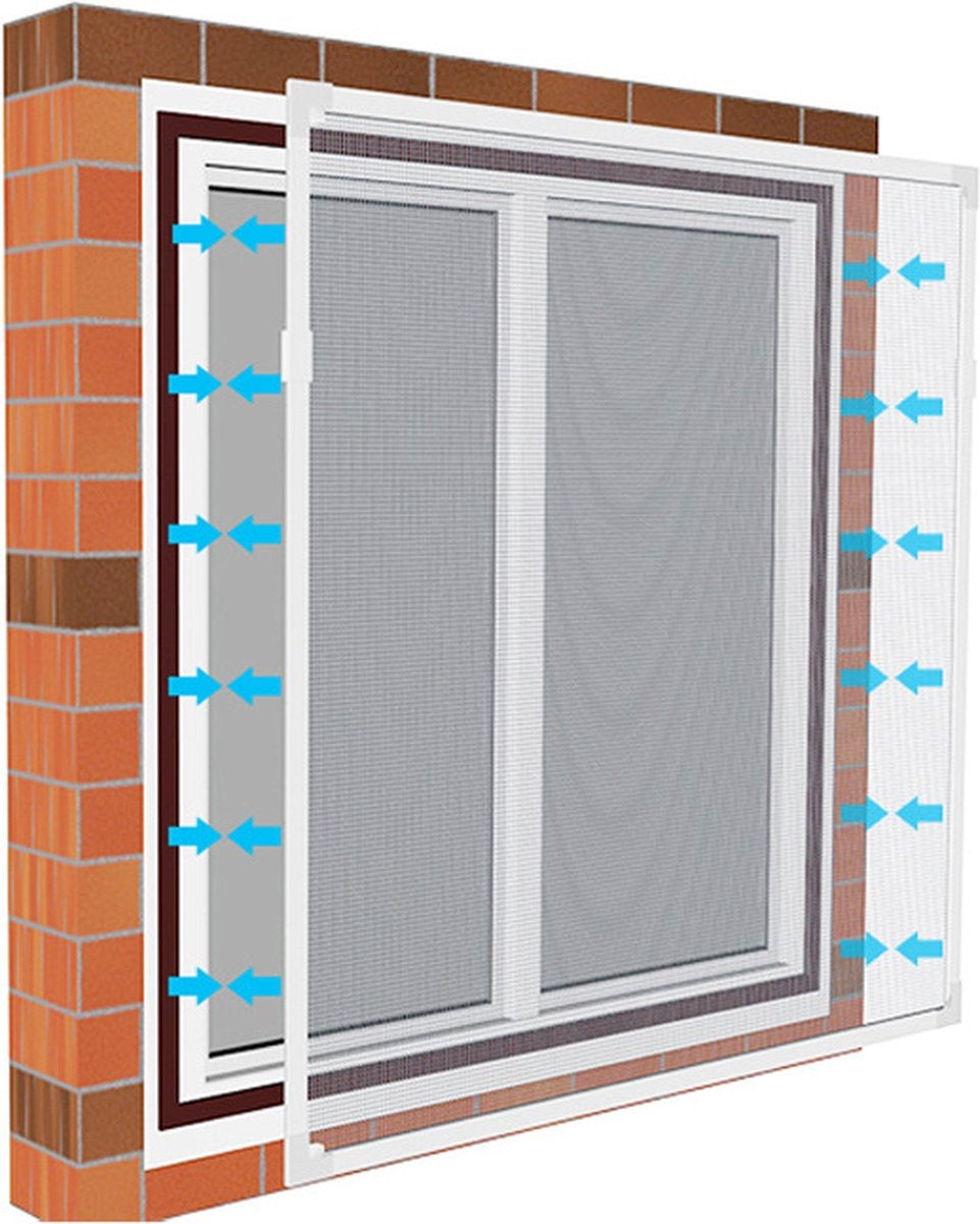 O'DADDY® Magnetische Raamhor - 130x150 cm - Aanpasbaar Vliegengaas - Eenvoudig Installatieproces - Horrengaas - Duurzaam en Veelzijdig - Strakke Witte Rand met Zwart Gaas