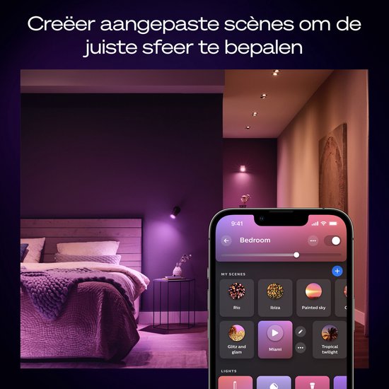Kit de démarrage Philips Hue - culot GU10 - comprend 1 Hue Bridge Pro, 3 ampoules, 1 DimmerSwitch - lumière blanche et colorée réglable - - éclairage intelligent