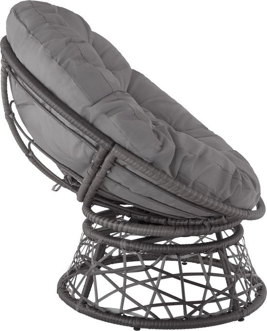 tectake® - Fauteuil papasan en osier Gargano - gris - 403553 - poly-rattan