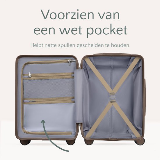 Skycases City Walker - Valise de voyage moyenne 77L - Légère et résistante - Roues pivotantes à 360° - Serrure TSA originale - Housse de protection et pochette humide incluses - 66 x 45 x 26 cm - Champagne
