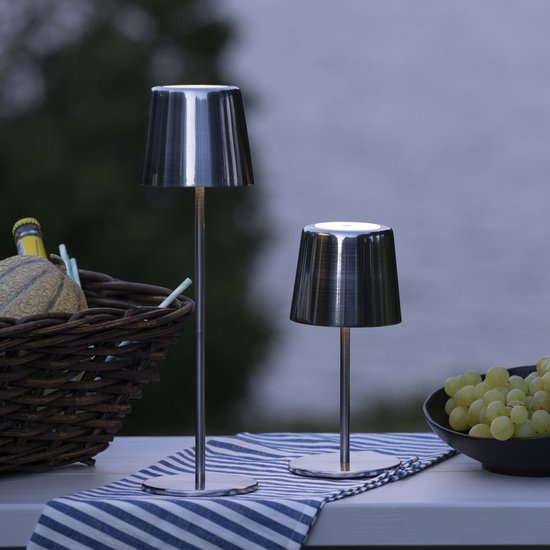 Brilliant Xaana - Lampe de table rechargeable - Intérieur et extérieur - LED 4 W 3 000 K-6 000 K - Variateur à 3 niveaux - IP44 - Argent