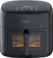 Wartmann Airfryer Compact - Friteuse à air chaud sans PFAS avec fenêtre de visualisation - 6 litres - 10 programmes - 1500 Watt - Noir