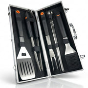 Ensemble d'ustensiles de barbecue Curry Master dans un coffret en aluminium - Acier inoxydable avec 6 brochettes - 43 x 17 x 8 cm