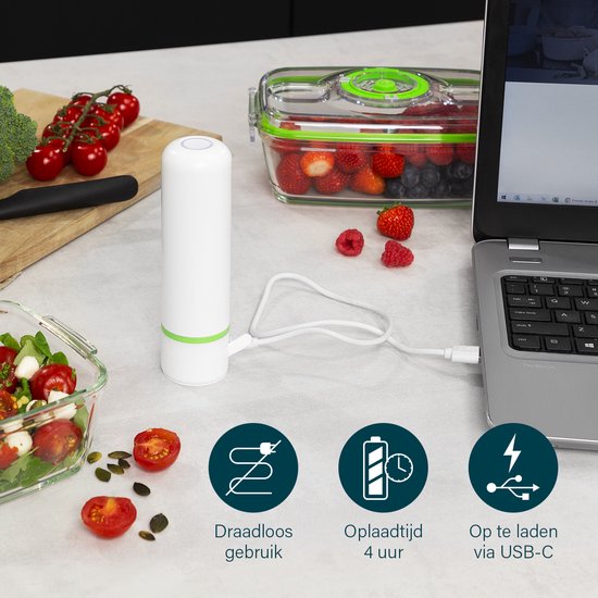 Princess 492985 Boîtes de conservation - Kit de mise sous vide – 2 récipients en verre allant au four et de conservation avec deux couvercles en plastique - Pompe à vide électrique