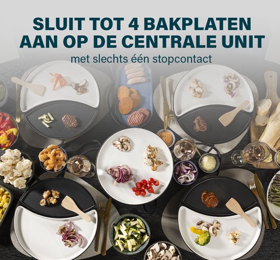 Princess Dinner4All 103080 - Set gastronomique - Gril et plaque de cuisson - Cordon d'alimentation extra-long de 2 mètres - 4 personnes - Lavable au lave-vaisselle - Sans PFAS - Kit d'extension disponible