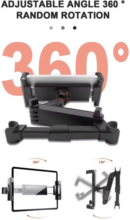 Support pour tablette Garpex® Luxe pour voiture - Appuie-tête - Rotation à 360 degrés - Compatible avec les tablettes, les téléphones et bien plus encore