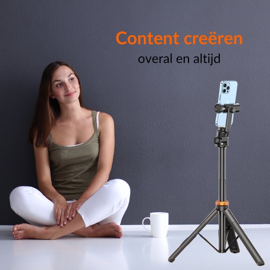 une journée ensoleillée Trépied pour téléphone - Trépied Smartphone - Trépied Smartphone - Selfie Stick Trépied - Trépied Téléphone - Trépied iPhone - Trépied iPhone - Support pour téléphone - Jusqu'à 180 cm - Trépied pour GoPro